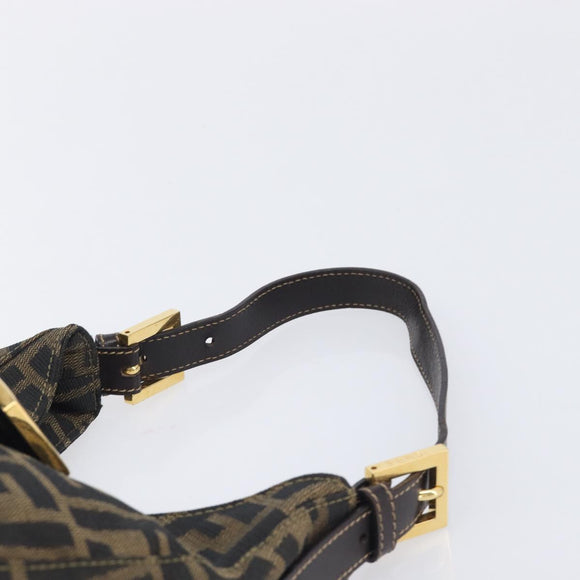 FENDI Zucca Canvas Mamma Baguette Shoulder Bag Brown Black Auth am12948V