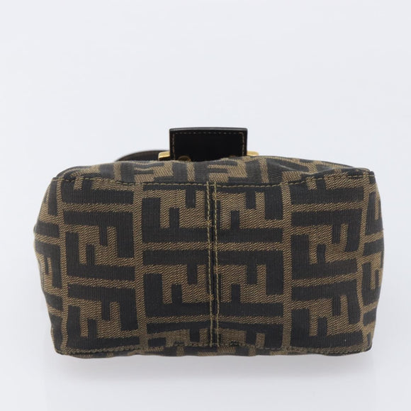 FENDI Zucca Canvas Mamma Baguette Shoulder Bag Brown Black Auth am12948V