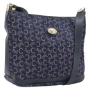 CELINE C Sulky Shoulder Bag Canvas Navy Gold Auth am12958-1