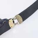 CELINE C Sulky Shoulder Bag Canvas Navy Gold Auth am12958-10
