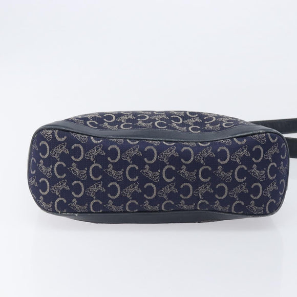 CELINE C Sulky Shoulder Bag Canvas Navy Gold Auth am12958