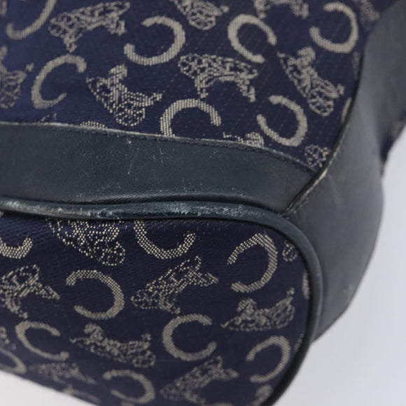 CELINE C Sulky Shoulder Bag Canvas Navy Gold Auth am12958