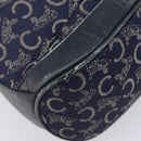 CELINE C Sulky Shoulder Bag Canvas Navy Gold Auth am12958-15