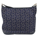 CELINE C Sulky Shoulder Bag Canvas Navy Gold Auth am12958-3