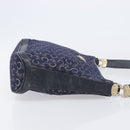CELINE C Sulky Shoulder Bag Canvas Navy Gold Auth am12958-4