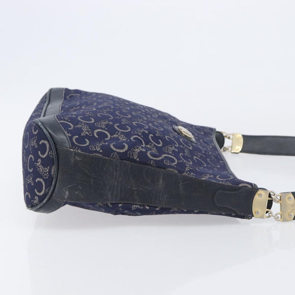 CELINE C Sulky Shoulder Bag Canvas Navy Gold Auth am12958