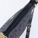CELINE C Sulky Shoulder Bag Canvas Navy Gold Auth am12958-6
