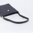 CELINE C Sulky Shoulder Bag Canvas Navy Gold Auth am12958-7