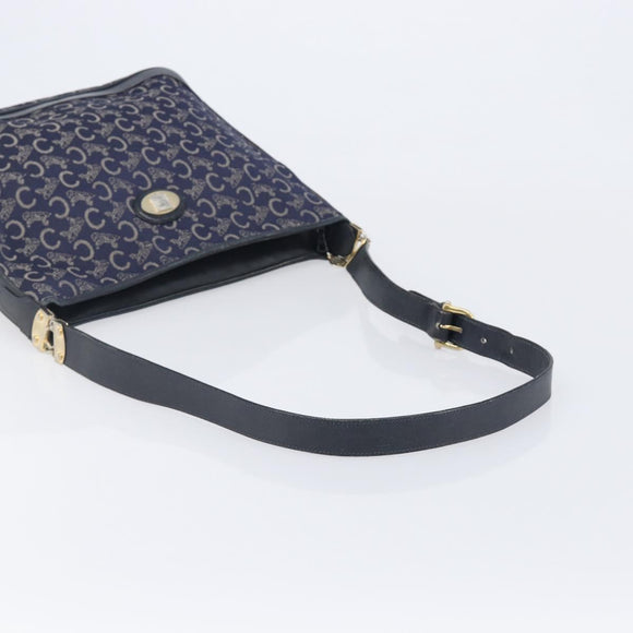CELINE C Sulky Shoulder Bag Canvas Navy Gold Auth am12958