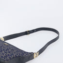 CELINE C Sulky Shoulder Bag Canvas Navy Gold Auth am12958-8