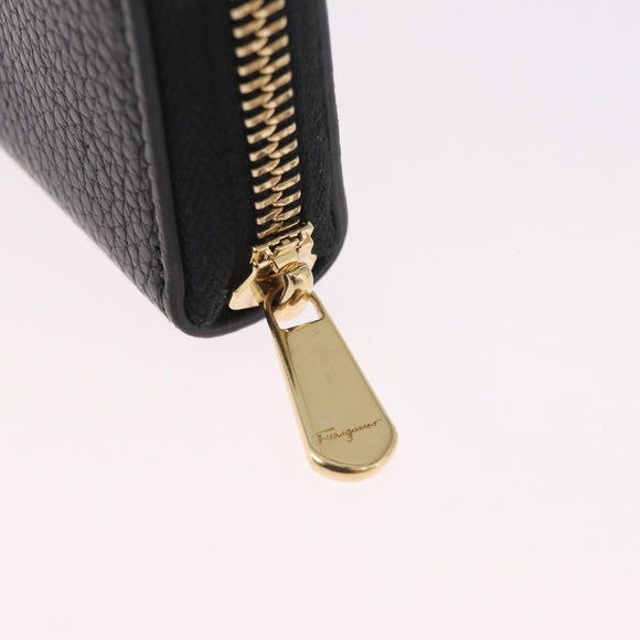 Salvatore Ferragamo Gancini Coin Purse Taurillon Leather Black Auth am12960V