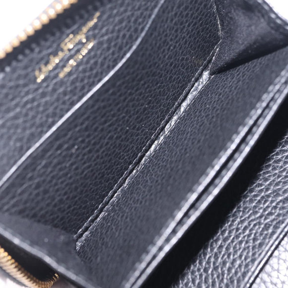 Salvatore Ferragamo Gancini Coin Purse Taurillon Leather Black Auth am12960V