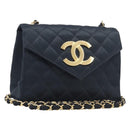 CHANEL Matelasse Decacoco Chain Shoulder Bag Satin Black Gold CC Auth am12961M-1