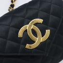 CHANEL Matelasse Decacoco Chain Shoulder Bag Satin Black Gold CC Auth am12961M-15