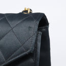 CHANEL Matelasse Decacoco Chain Shoulder Bag Satin Black Gold CC Auth am12961M-17