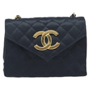 CHANEL Matelasse Decacoco Chain Shoulder Bag Satin Black Gold CC Auth am12961M-2