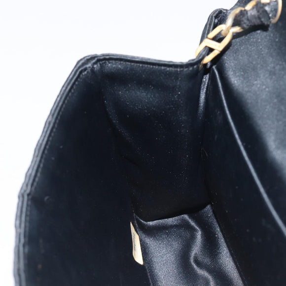CHANEL Matelasse Decacoco Chain Shoulder Bag Satin Black Gold CC Auth am12961M
