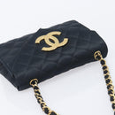 CHANEL Matelasse Decacoco Chain Shoulder Bag Satin Black Gold CC Auth am12961M-6