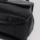 GUCCI Bamboo Hand Bag Leather Black Gold Auth am12965V-12