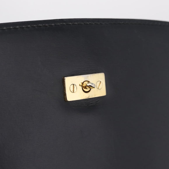 GUCCI Bamboo Hand Bag Leather Black Gold Auth am12965V