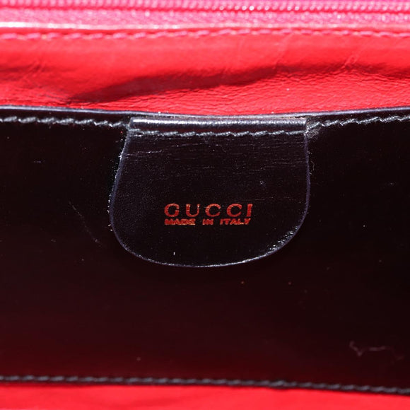 GUCCI Bamboo Hand Bag Leather Black Gold Auth am12965V