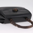 GUCCI Bamboo Hand Bag Leather Black Gold Auth am12965V-6