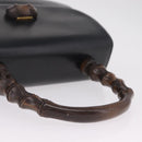 GUCCI Bamboo Hand Bag Leather Black Gold Auth am12965V-7