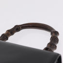 GUCCI Bamboo Hand Bag Leather Black Gold Auth am12965V-8