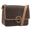 CELINE Macadam Canvas Circle Shoulder Bag PVC Leather Brown Gold Auth am12967V-1