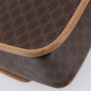 CELINE Macadam Canvas Circle Shoulder Bag PVC Leather Brown Gold Auth am12967V-13