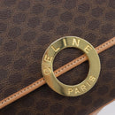 CELINE Macadam Canvas Circle Shoulder Bag PVC Leather Brown Gold Auth am12967V-15
