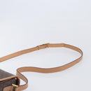 CELINE Macadam Canvas Circle Shoulder Bag PVC Leather Brown Gold Auth am12967V-8