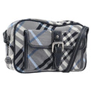 BURBERRY Nova Check Blue Label Shoulder Bag Nylon Blue Silver Auth am12972V-1