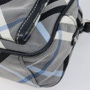 BURBERRY Nova Check Blue Label Shoulder Bag Nylon Blue Silver Auth am12972V-11