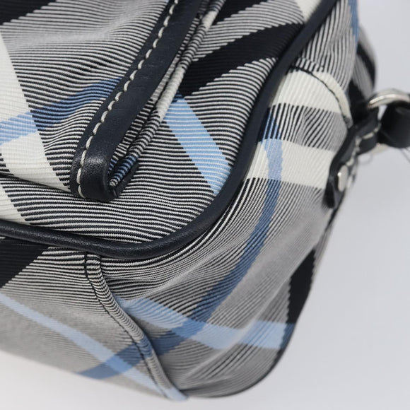 BURBERRY Nova Check Blue Label Shoulder Bag Nylon Blue Silver Auth am12972V