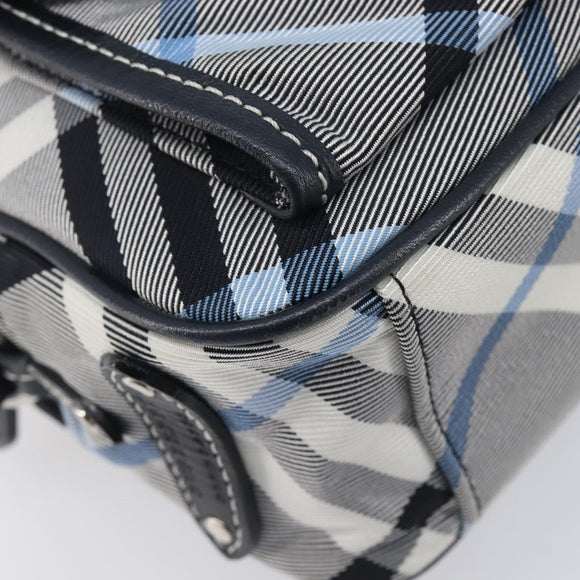 BURBERRY Nova Check Blue Label Shoulder Bag Nylon Blue Silver Auth am12972V