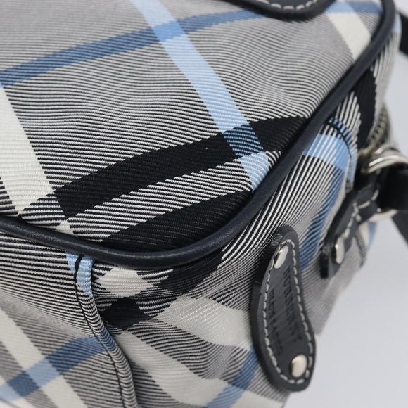 BURBERRY Nova Check Blue Label Shoulder Bag Nylon Blue Silver Auth am12972V