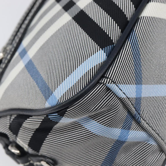 BURBERRY Nova Check Blue Label Shoulder Bag Nylon Blue Silver Auth am12972V