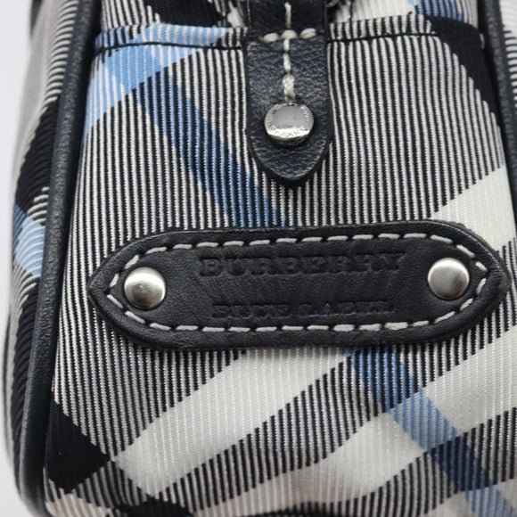 BURBERRY Nova Check Blue Label Shoulder Bag Nylon Blue Silver Auth am12972V