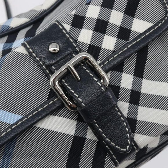 BURBERRY Nova Check Blue Label Shoulder Bag Nylon Blue Silver Auth am12972V