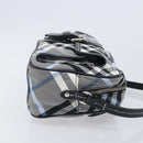 BURBERRY Nova Check Blue Label Shoulder Bag Nylon Blue Silver Auth am12972V-4