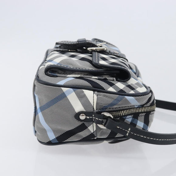 BURBERRY Nova Check Blue Label Shoulder Bag Nylon Blue Silver Auth am12972V