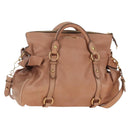 Miu Miu Side Ribbon Tote Bag Leather 2way Beige Gold Auth am12990V-1