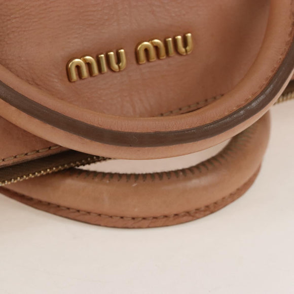 Miu Miu Side Ribbon Tote Bag Leather 2way Beige Gold Auth am12990V