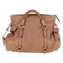 Miu Miu Side Ribbon Tote Bag Leather 2way Beige Gold Auth am12990V-2