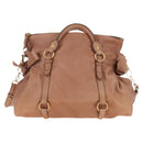 Miu Miu Side Ribbon Tote Bag Leather 2way Beige Gold Auth am12990V-3
