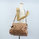 Miu Miu Side Ribbon Tote Bag Leather 2way Beige Gold Auth am12990V-32