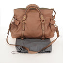 Miu Miu Side Ribbon Tote Bag Leather 2way Beige Gold Auth am12990V-33