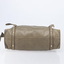 Miu Miu Side Ribbon Tote Bag Leather Khaki Gold Auth am12991A-10