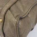 Miu Miu Side Ribbon Tote Bag Leather Khaki Gold Auth am12991A-11